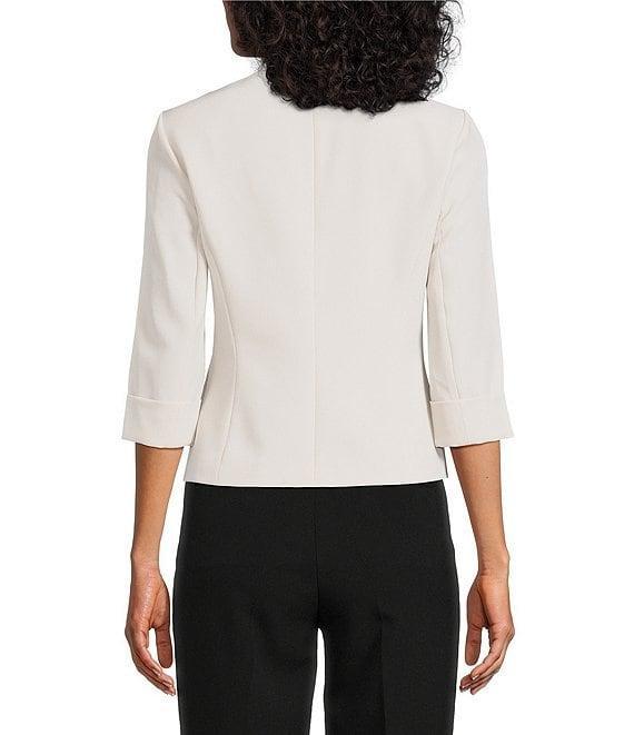 Kasper Petite Size Crepe 3/4 Sleeve Zip Pocket Cardigan Product Image