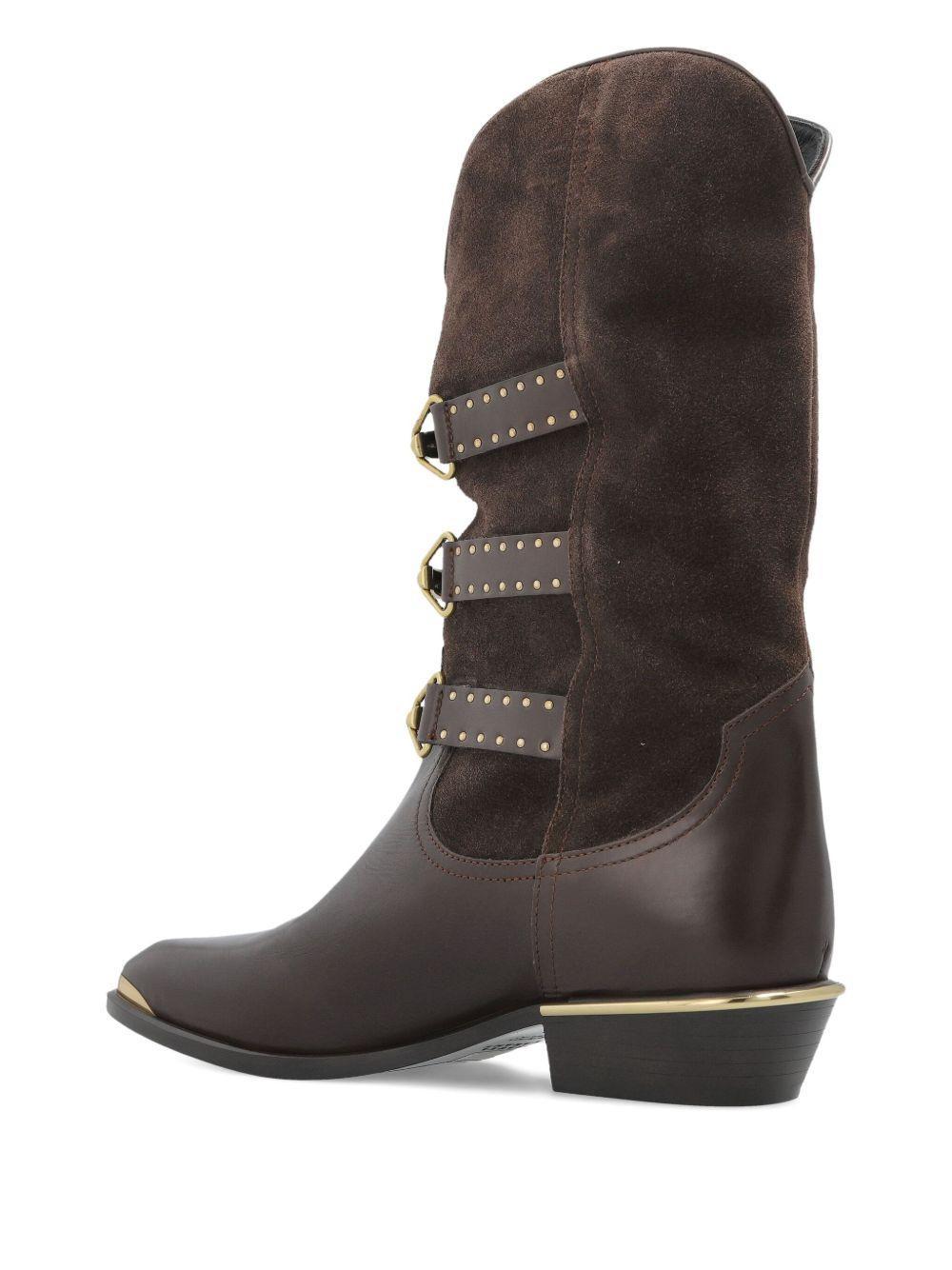 30mm buckle-detail suede leather boots Product Image