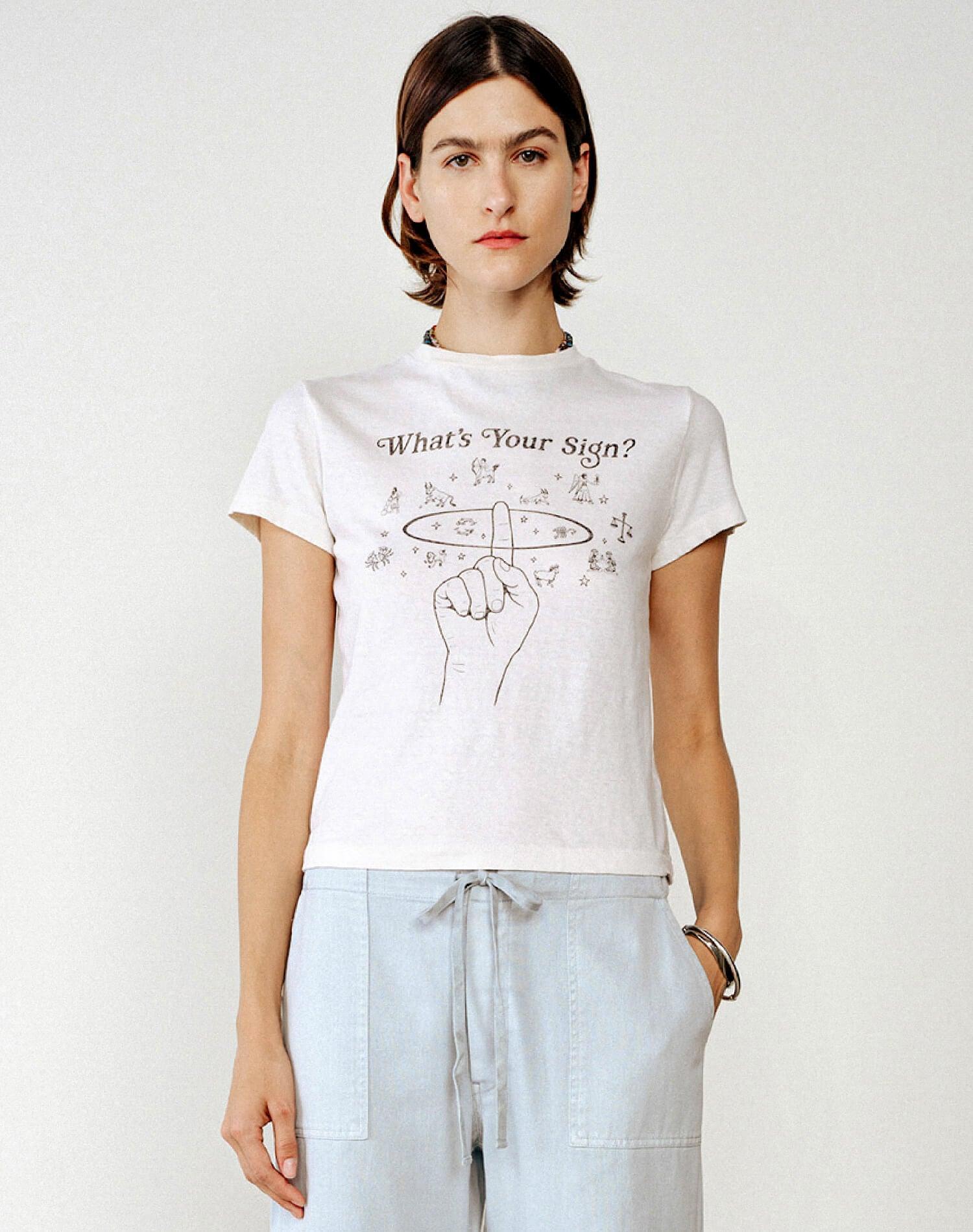 Classic "What's Your Sign" Tee - Vintage White Product Image