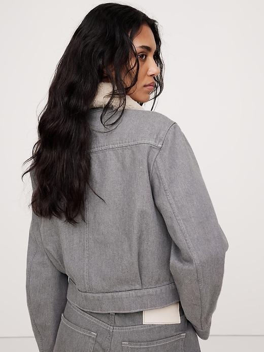 Relaxed Cropped Denim Jacket Product Image