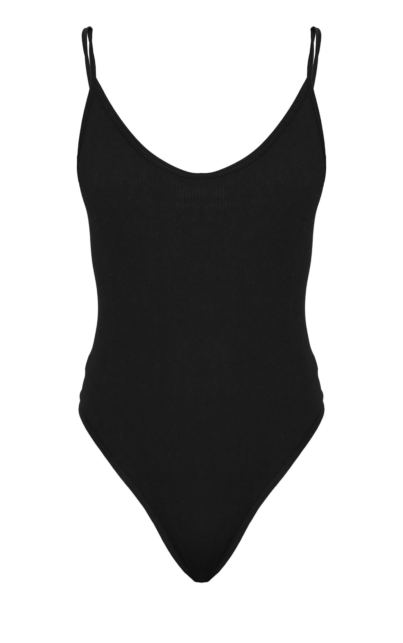 Black Snatched Rib Strappy Bodysuit Product Image
