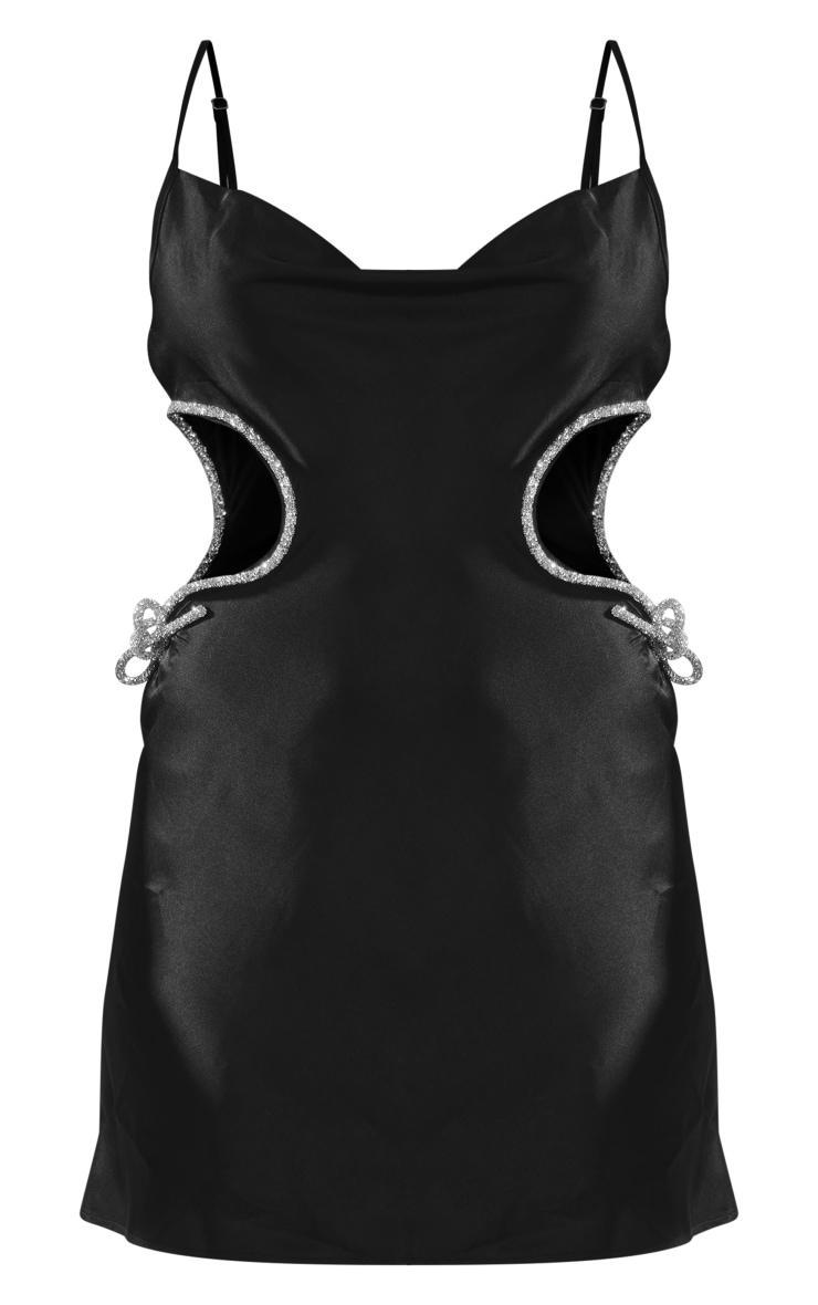 Black Glitter Bow Detail Cut Out Cami Dress Product Image