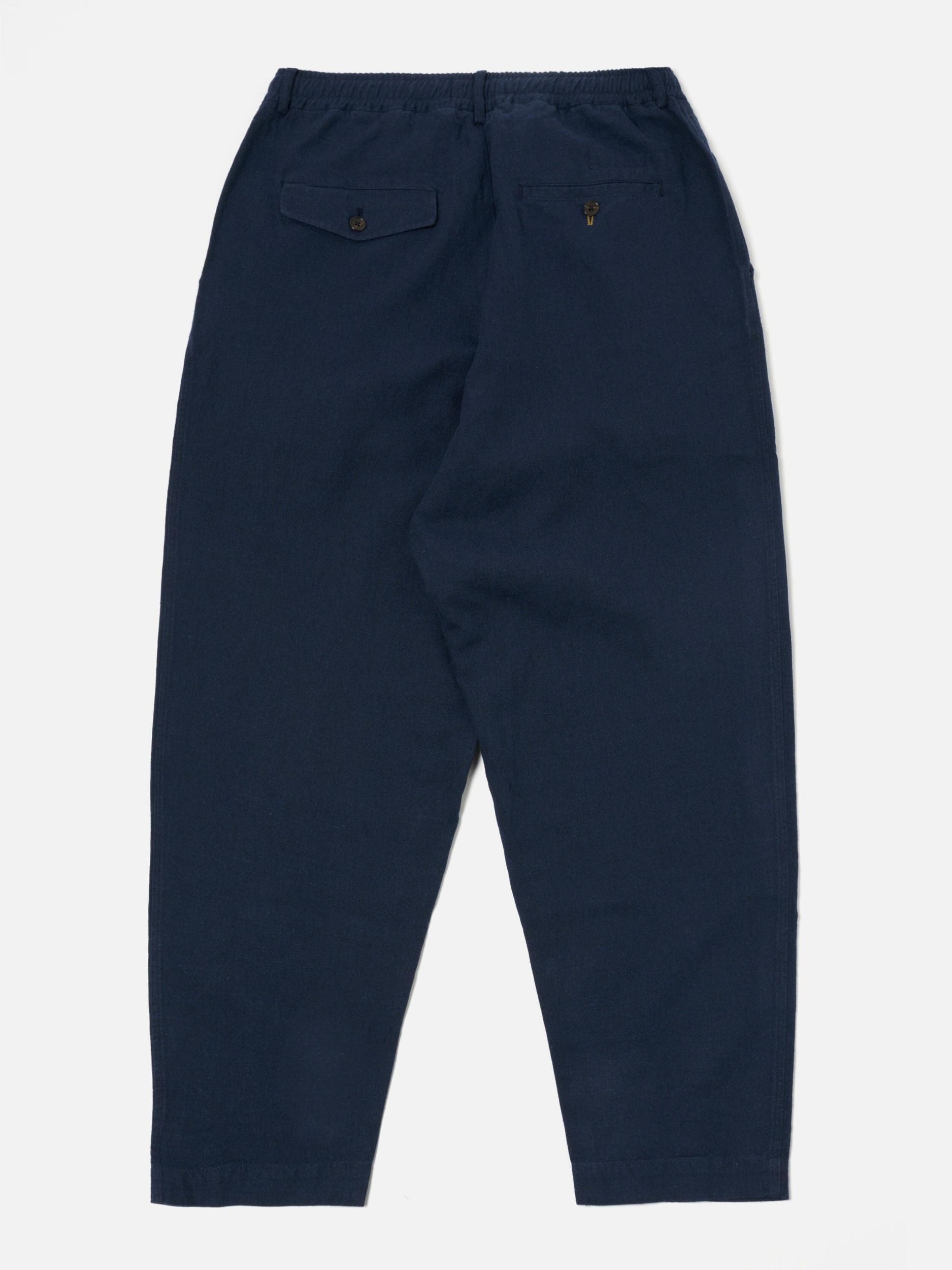 Navy Lord Cotton Linen Pleated Track Pant Product Image