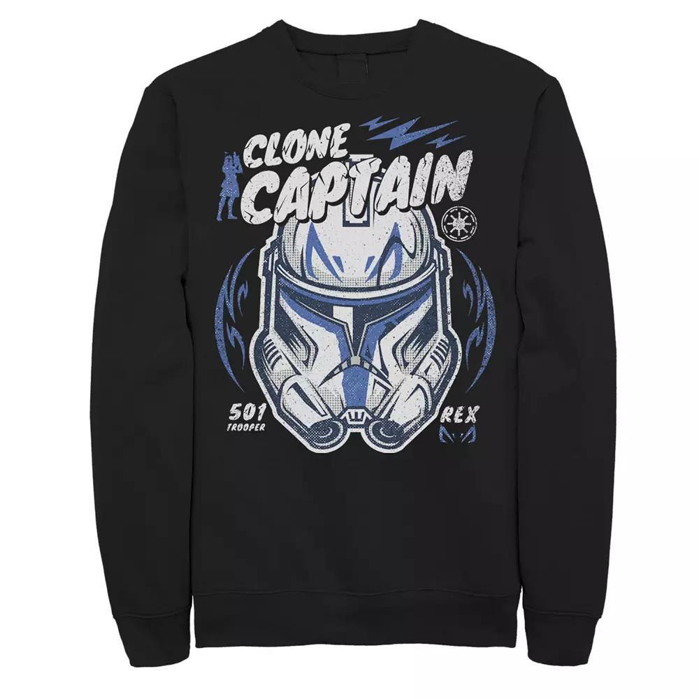 Men's Star Wars Clone Captain Head Shot Portrait Sweatshirt, Size: Large, Blue Product Image