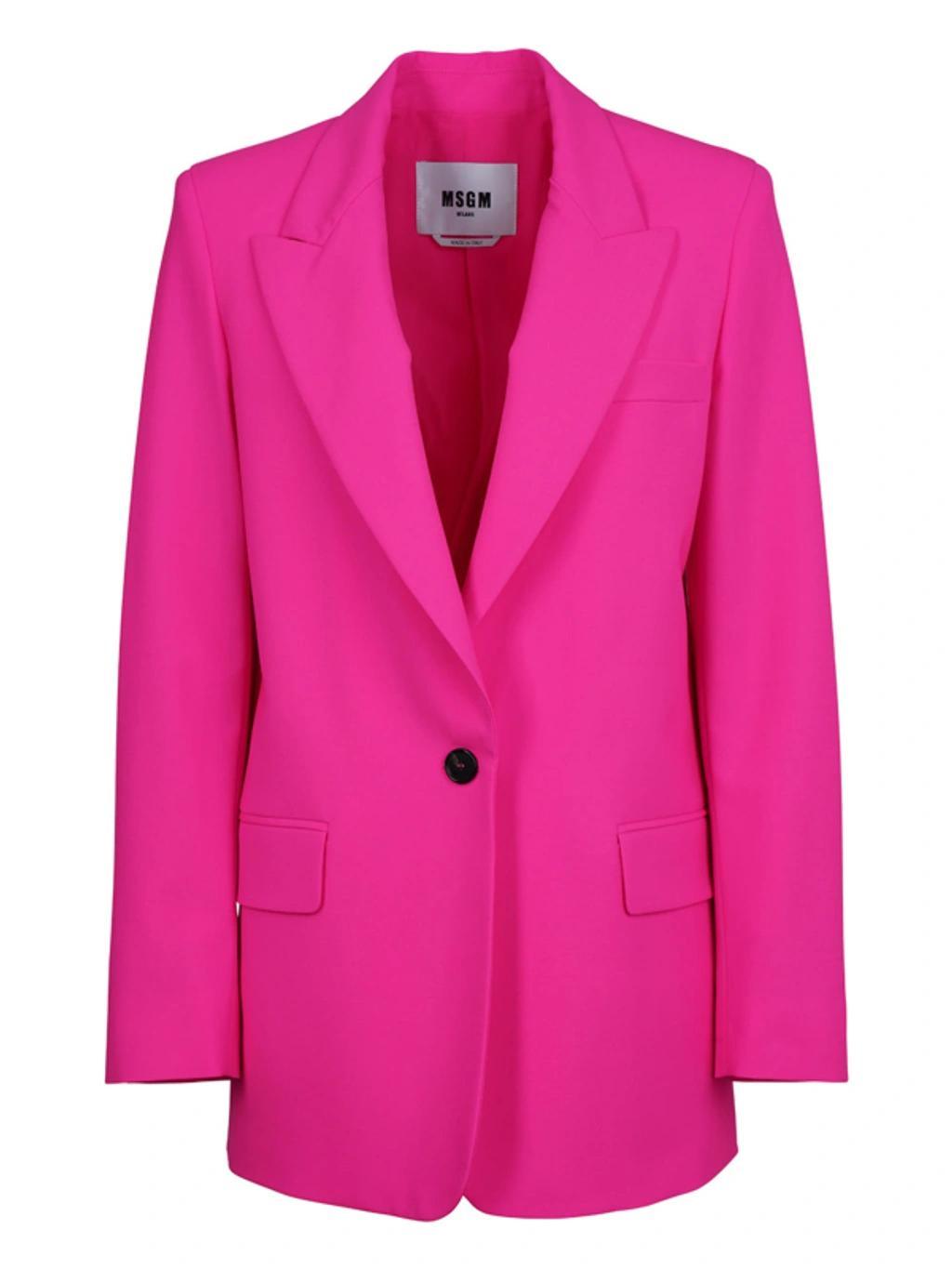 MSGM Single-breasted Jacket In Viscose In Fucsia Product Image