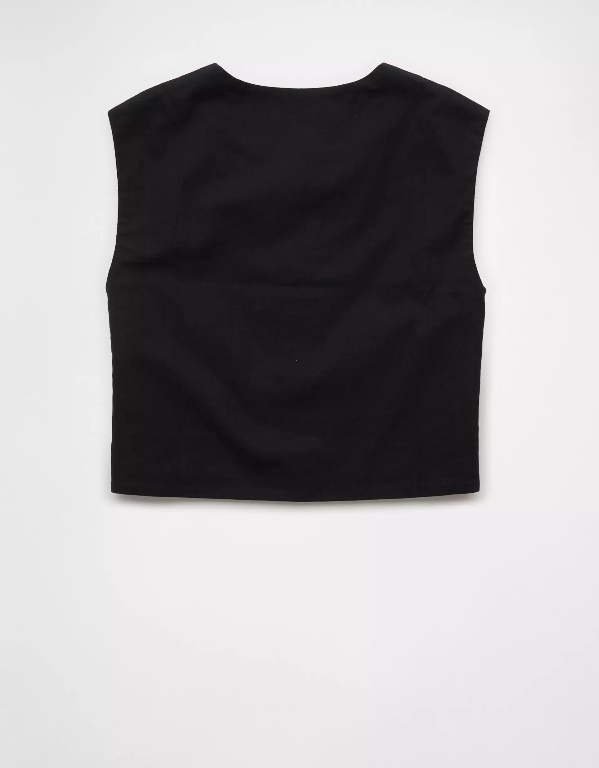AE Boxy Button-Up Crop Top Product Image