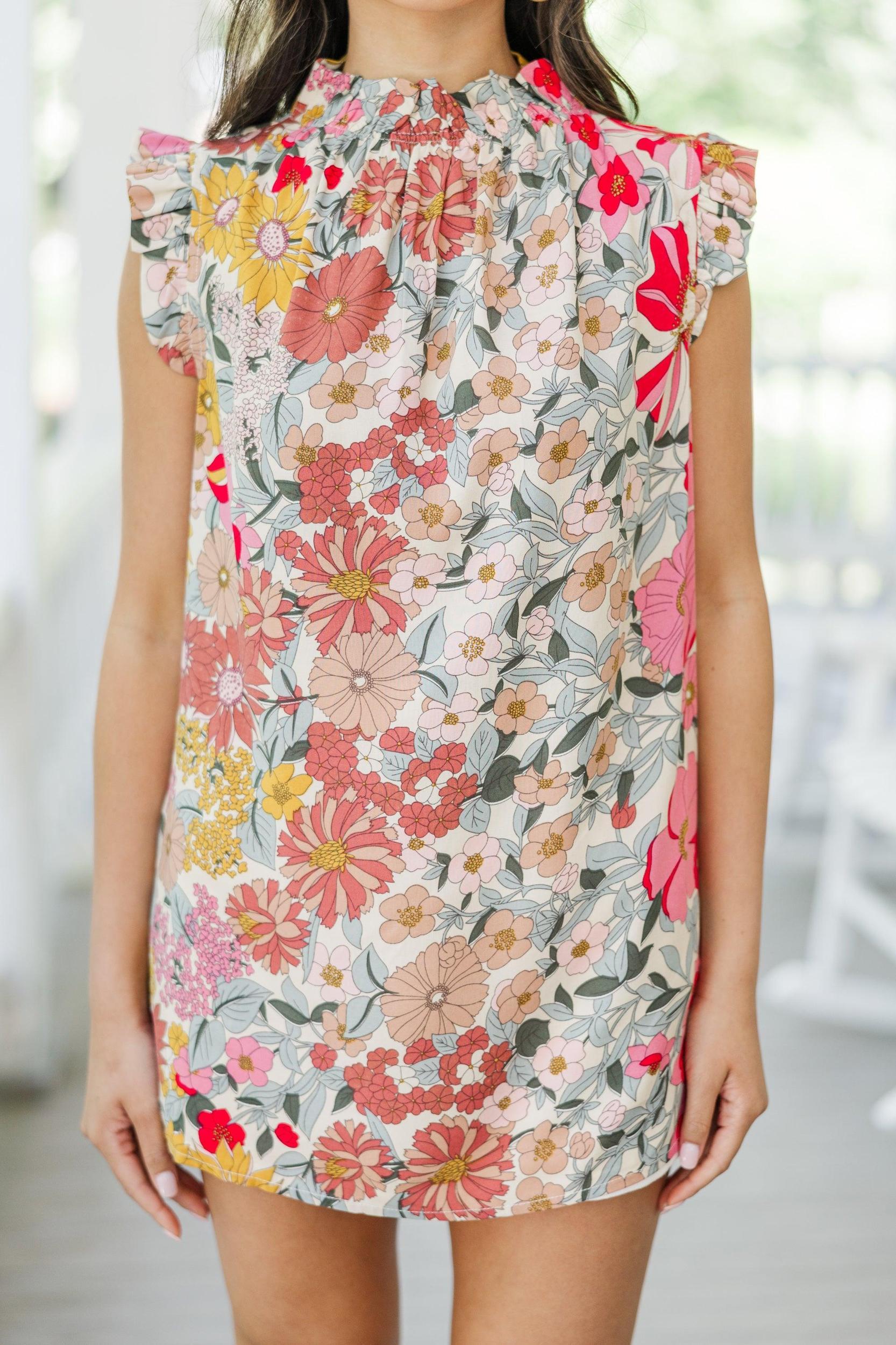 Put It To The Test Pink Floral Tank Female Product Image