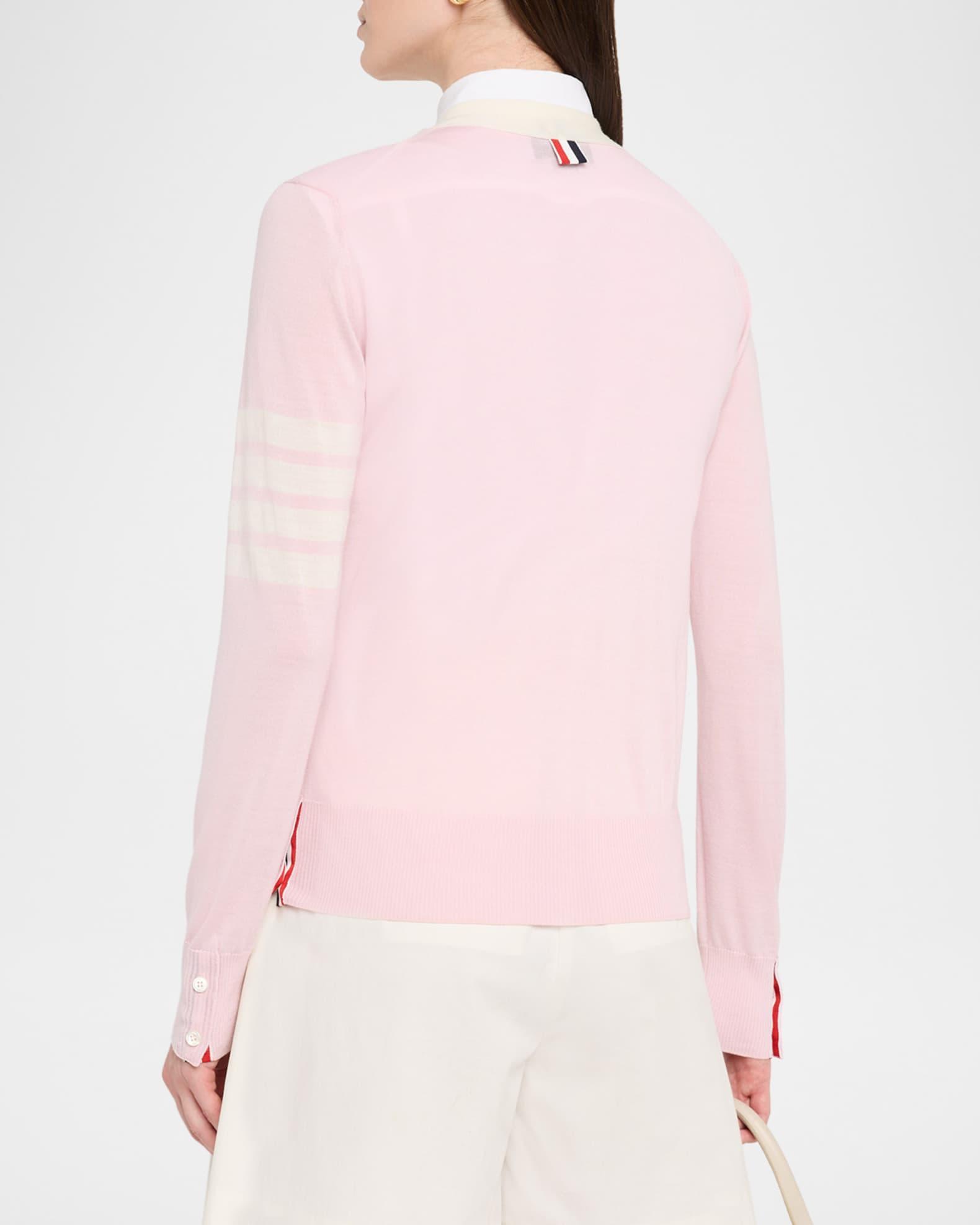V-Neck 4-Bar Fine Merino Wool Cardigan Product Image