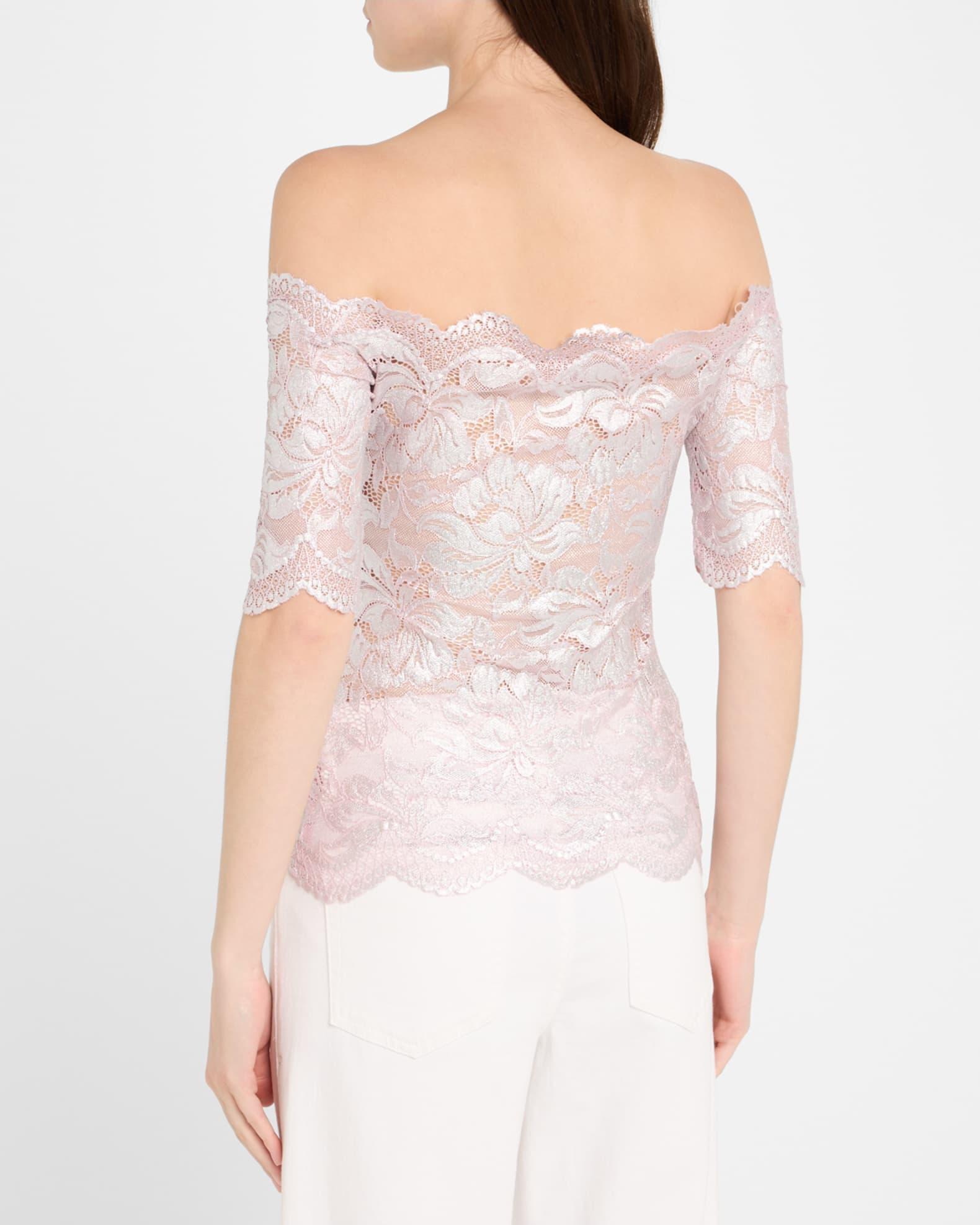 Off-The-Shoulder Metallic Lace Top Product Image