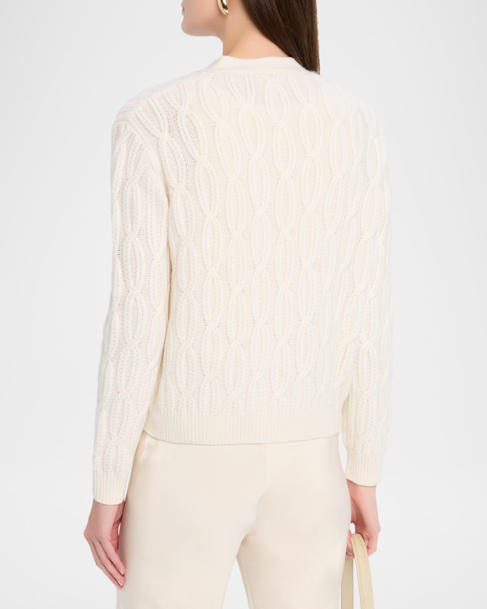 Cashmere Braided Cable-Knit Cardigan Product Image