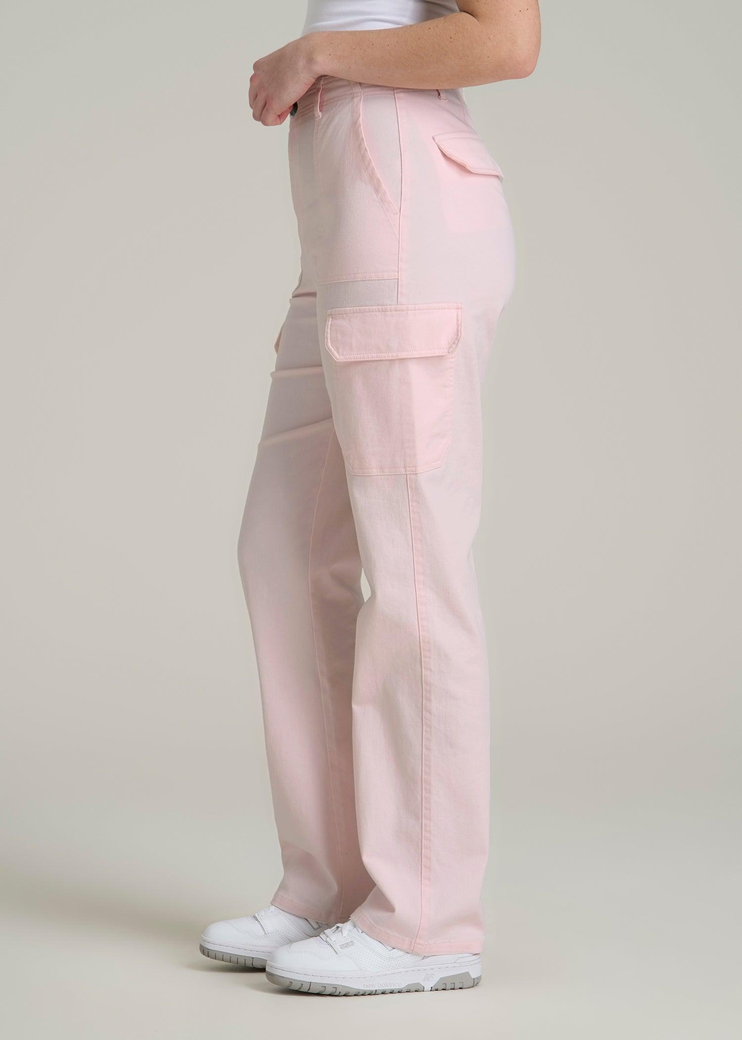 Straight Leg Cargo Chino Pants for Tall Women in Barely Pink Product Image