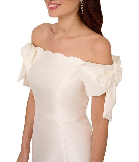 Adrianna Papell Off The Shoulder Bow Sleeve Mikado Sheath Dress Product Image