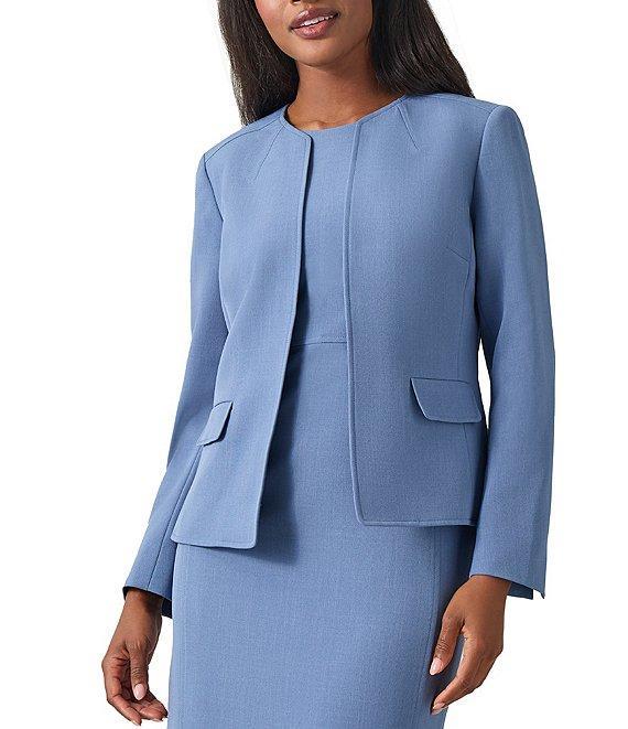 Kasper Petite Size Crepe Long Sleeve Open Front Jacket Product Image
