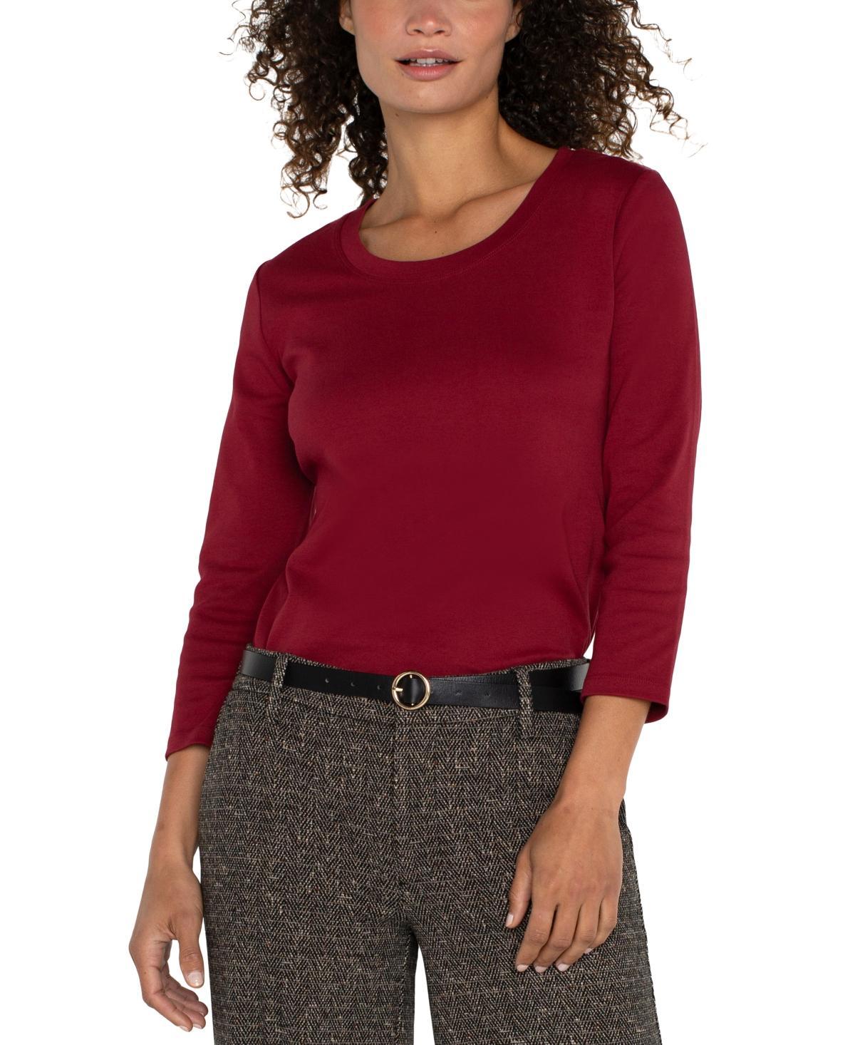 Liverpool Los Angeles Womens Scoop-Neck Cotton 3/4-Sleeve T-Shirt Product Image