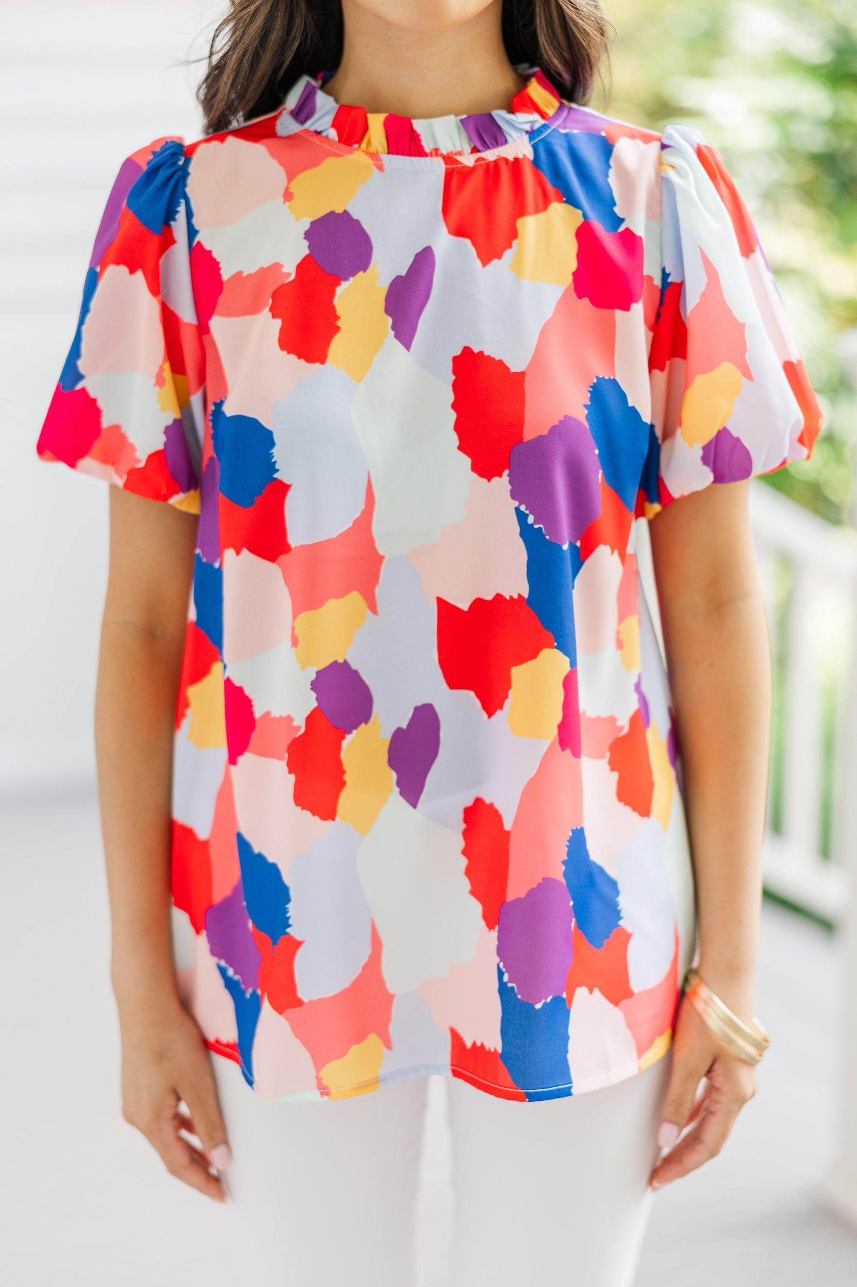 Bright Future Fuchsia Pink Abstract Blouse Female Product Image
