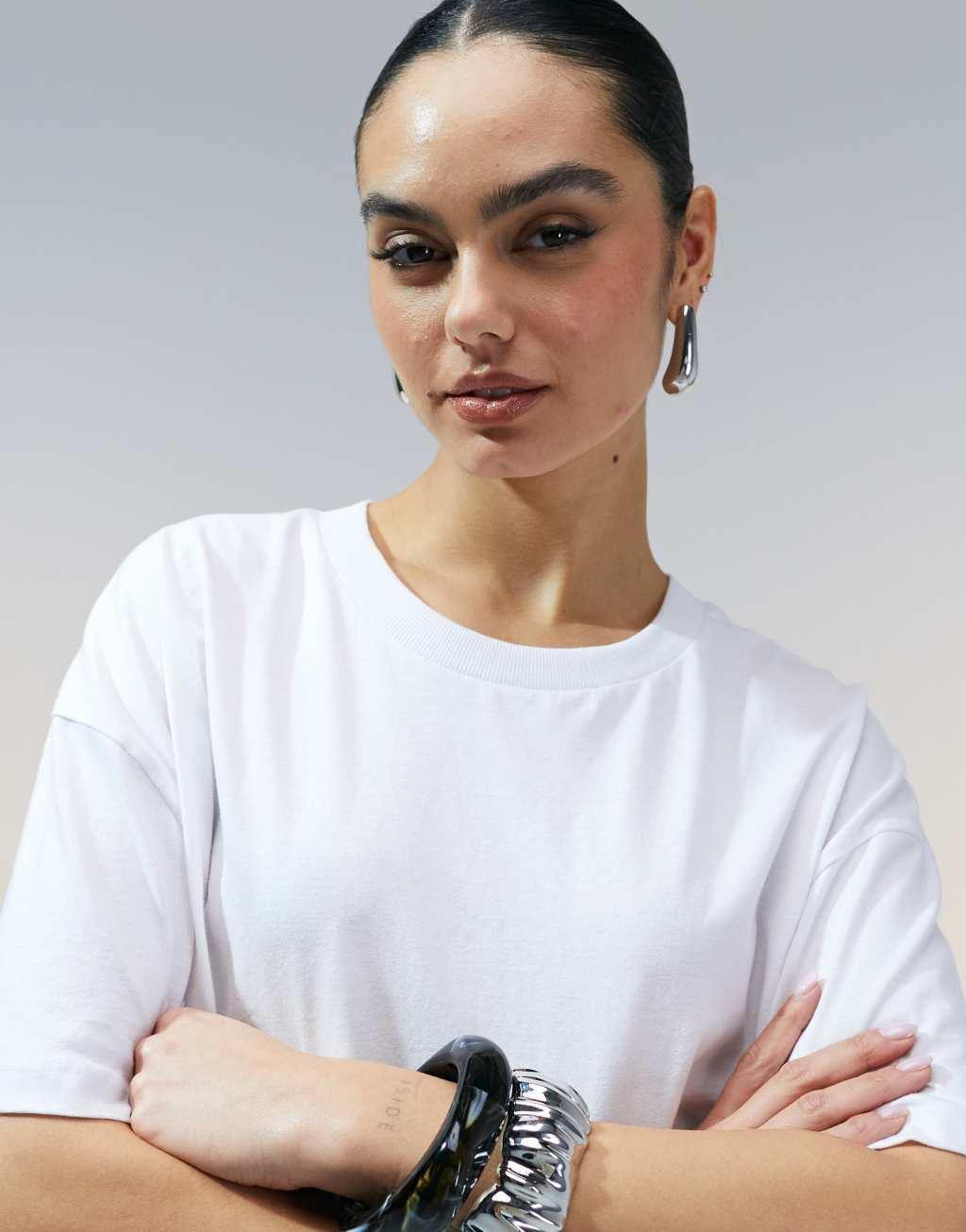 ASOS DESIGN Curve oversized T-shirt in white | ASOS Product Image
