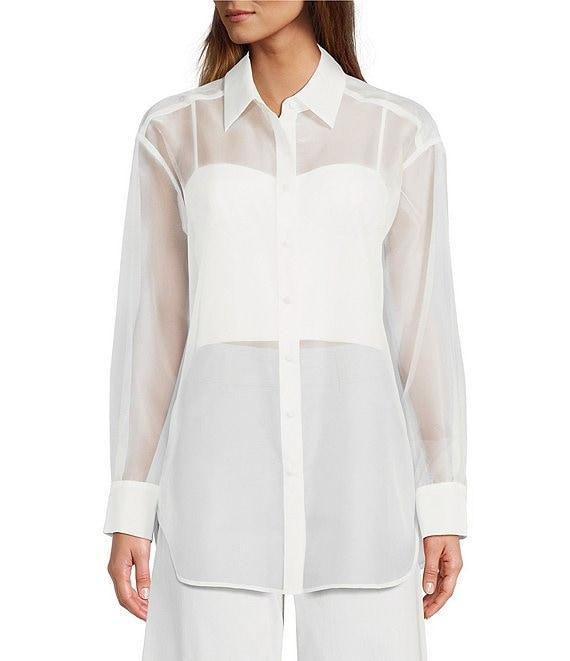 Antonio Melani Priscilla Organza Sheer Long Sleeve Button Front Blouse Product Image