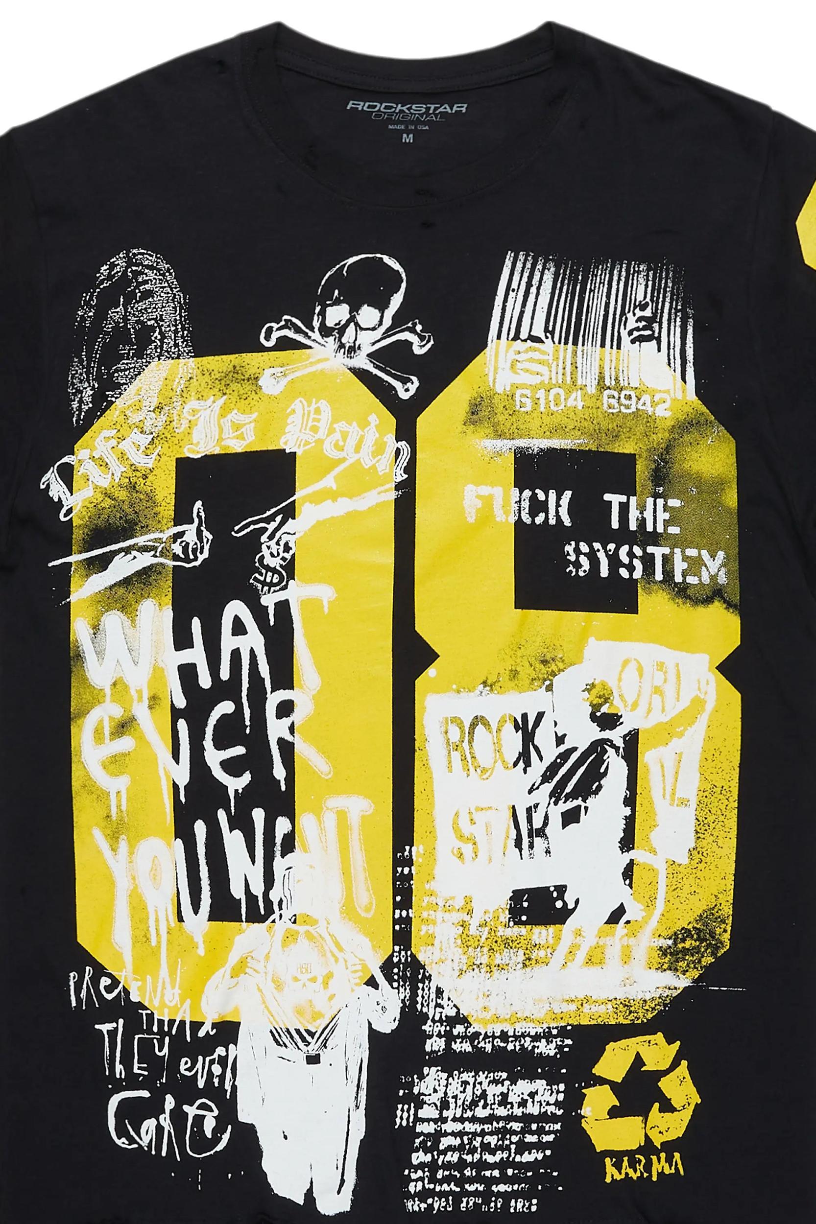 Kammile Black/Yellow Oversized T-Shirt Female Product Image