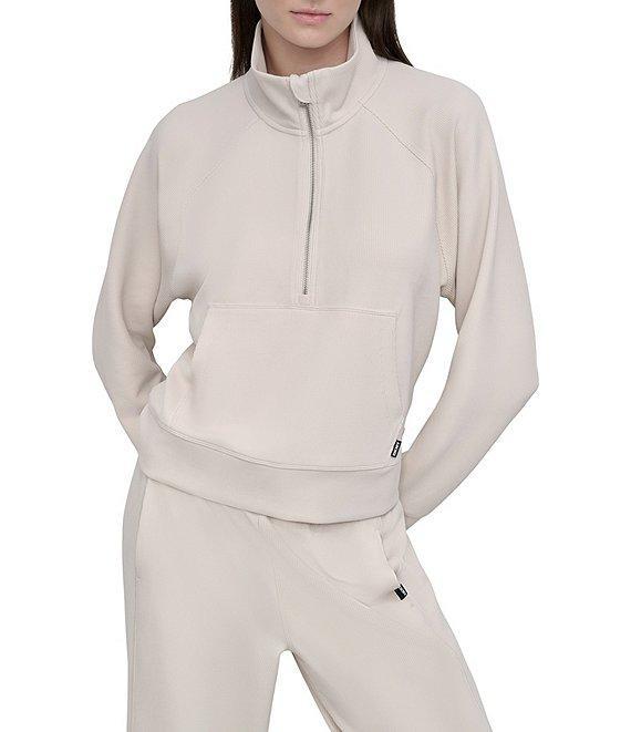 DKNY by Donna Karen Sport Highline Ribbed Mock Neck Half Zip Long Sleeve Kanga Pocket Pullover Product Image