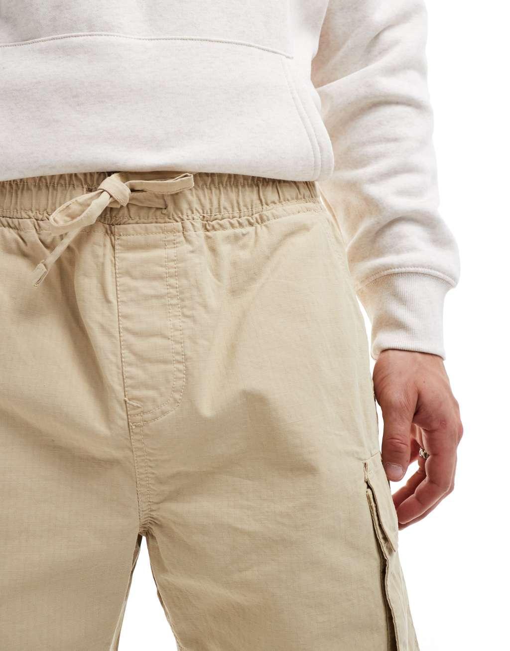 Brave Soul cotton ripstop cargo shorts in stone Product Image