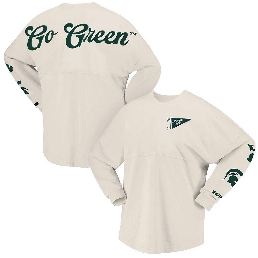 Women's Spirit Jersey Natural Michigan State Spartans Local Long Sleeve T-Shirt, Size: XL, Beige Product Image