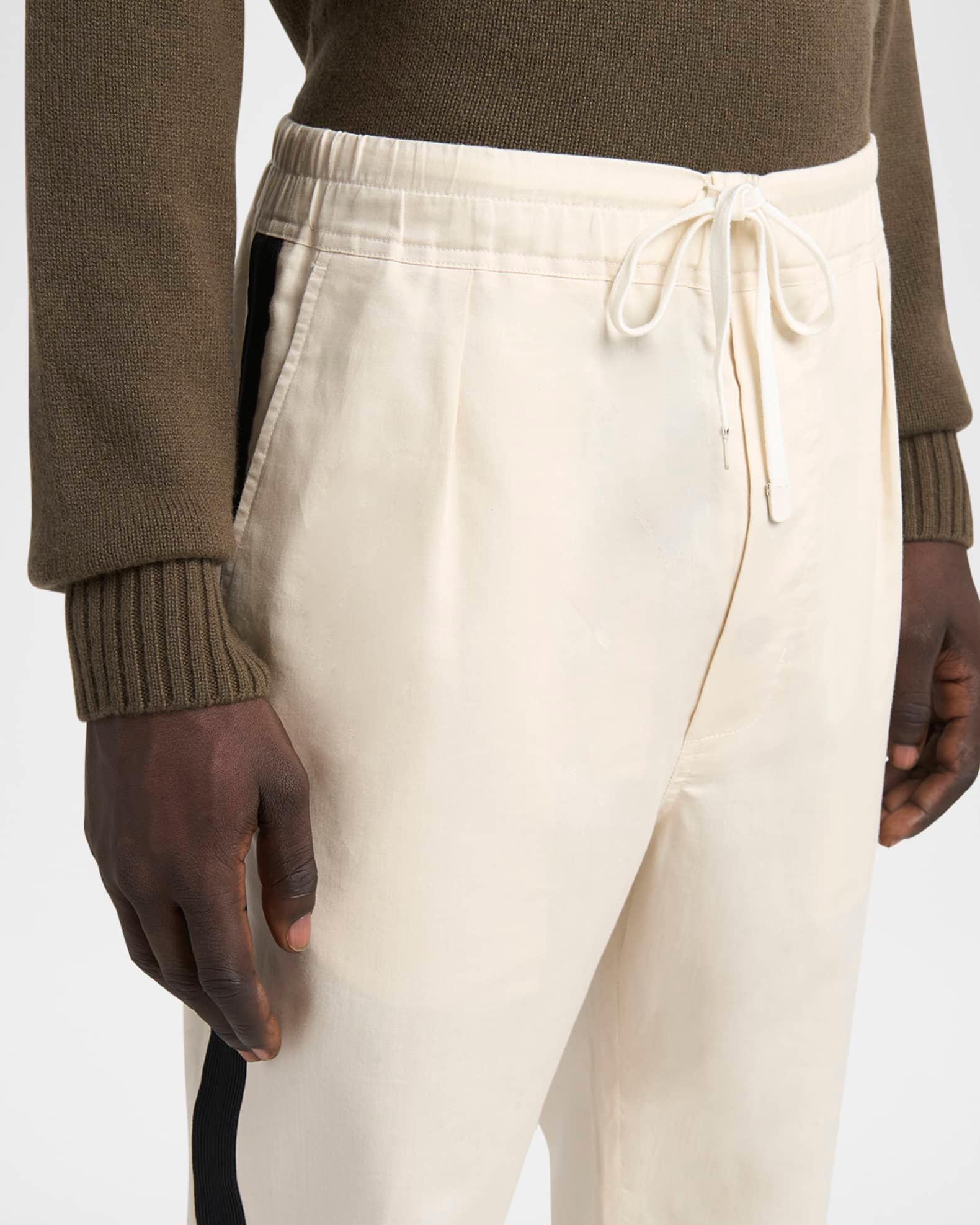 Men's Cotton and Silk Twill Side-Stripe Jogger Pants Product Image