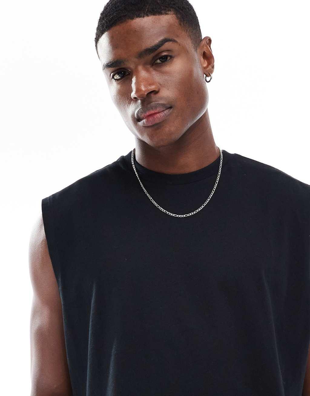 ASOS DESIGN oversized tank in black Product Image