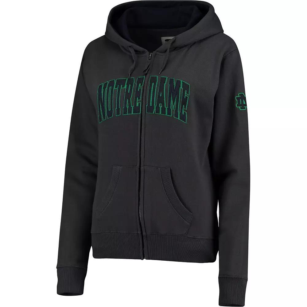 Women's Charcoal Notre Dame Fighting Irish Arched Name Full Zip Hoodie, Size: Small Product Image