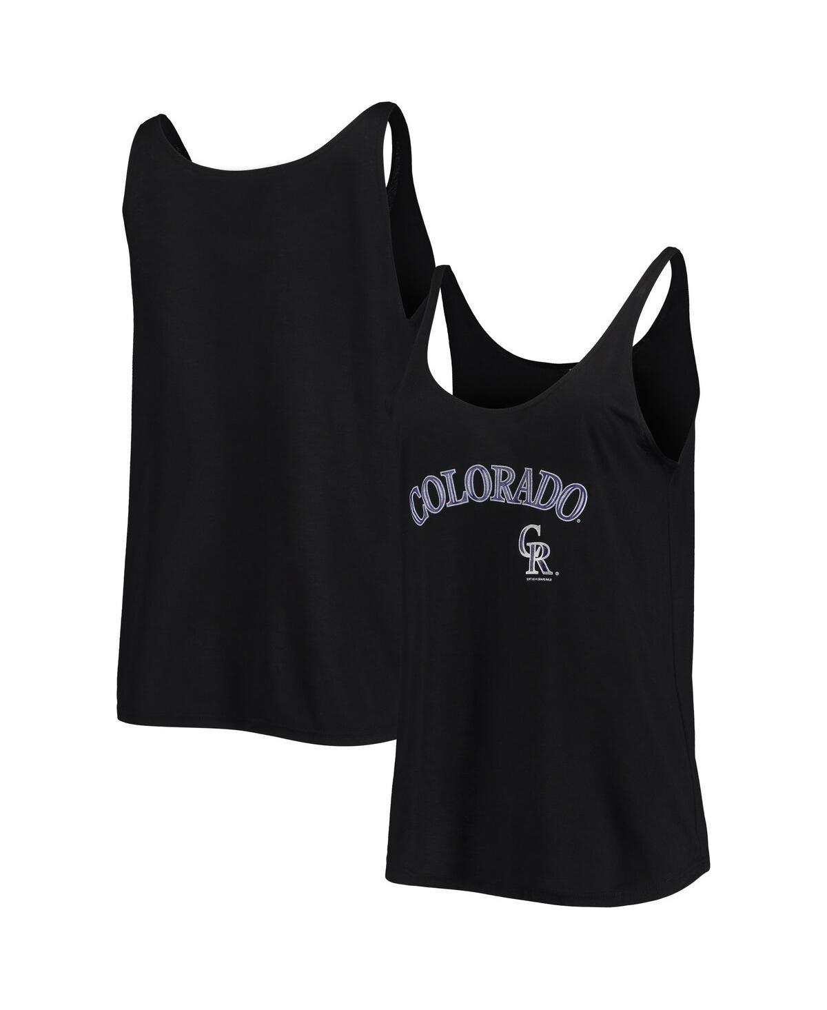 Women's Soft as a Grape Black Colorado Rockies Slouchy Tank Top, Size: Medium Product Image