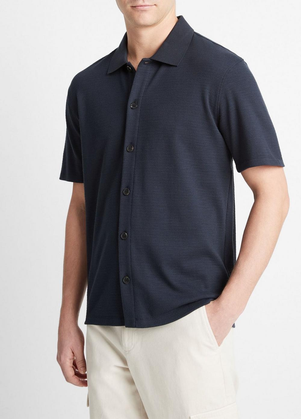 Mens Variegated Jacquard Short-Sleeve Button-Front Shirt, Hillside Blue, Size XXL Vince Product Image