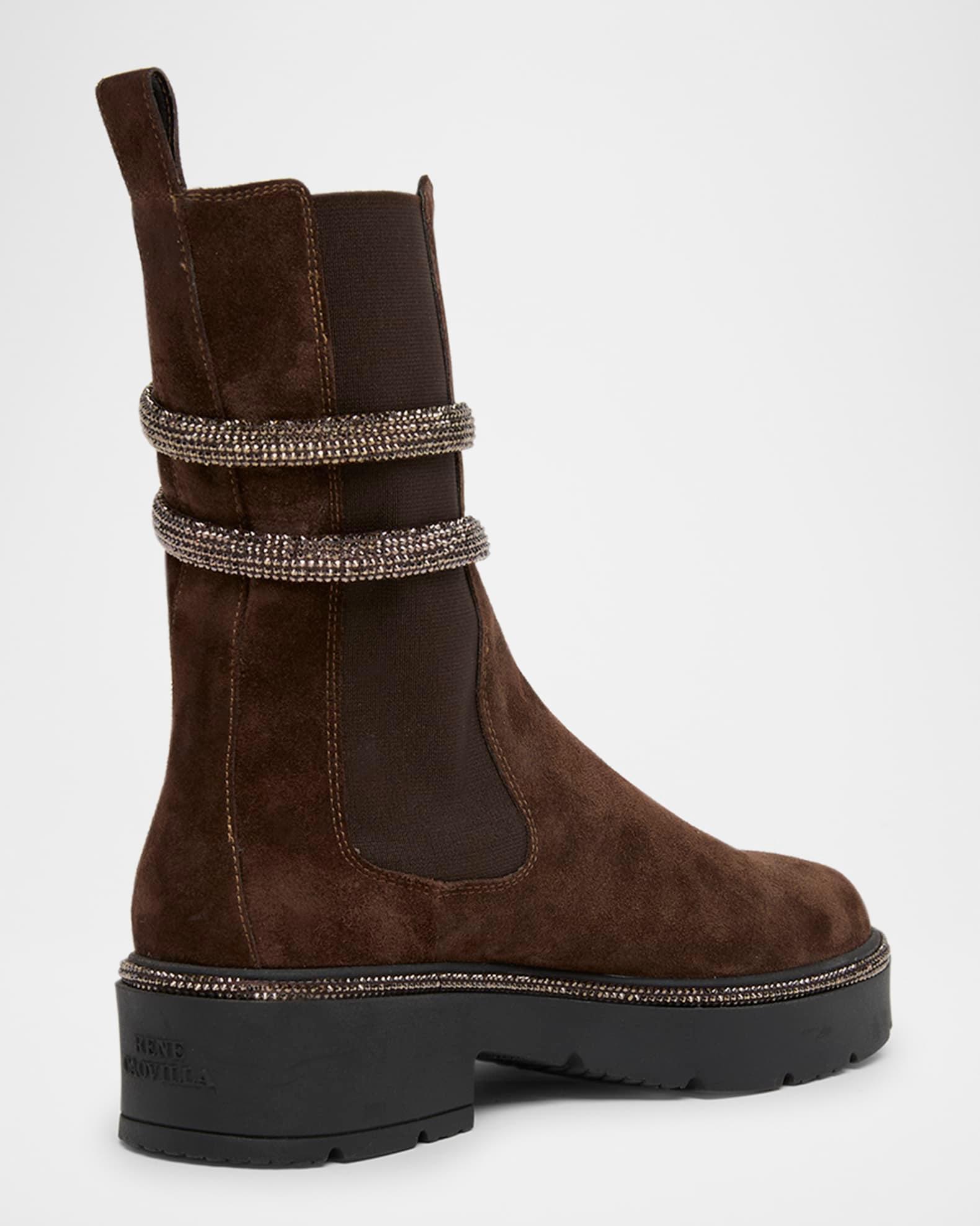 Cleo Suede Strass Snake Combat Boots  Product Image