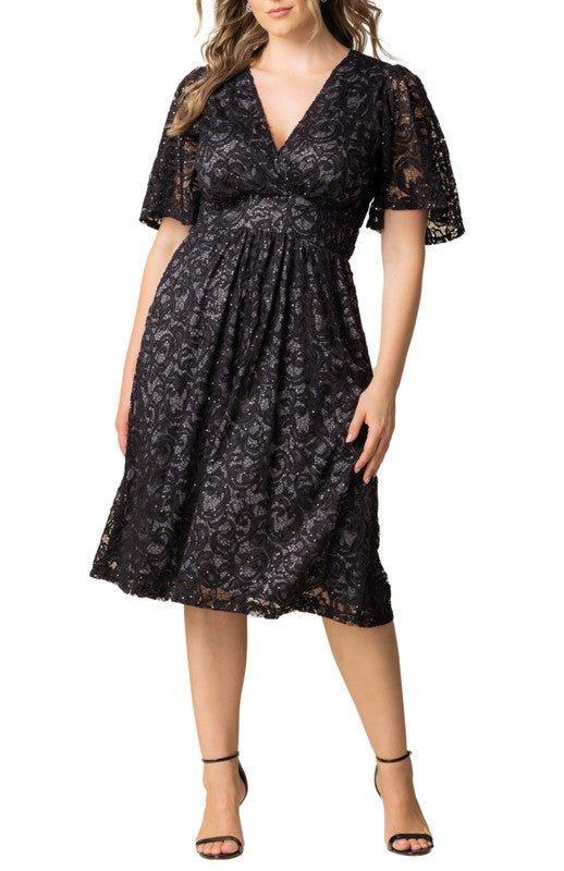 Starry Sequined Lace Cocktail Dress - Plus Product Image