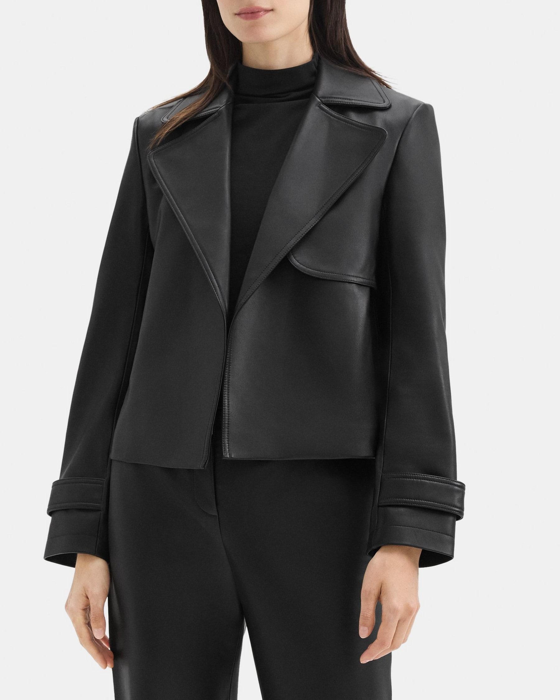 Cropped Coat in Leather Product Image