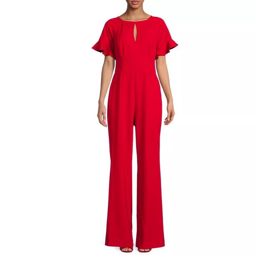 Women's Focus By Shani Flutter Sleeve Knit Jumpsuit, Size: 6, Blue Product Image