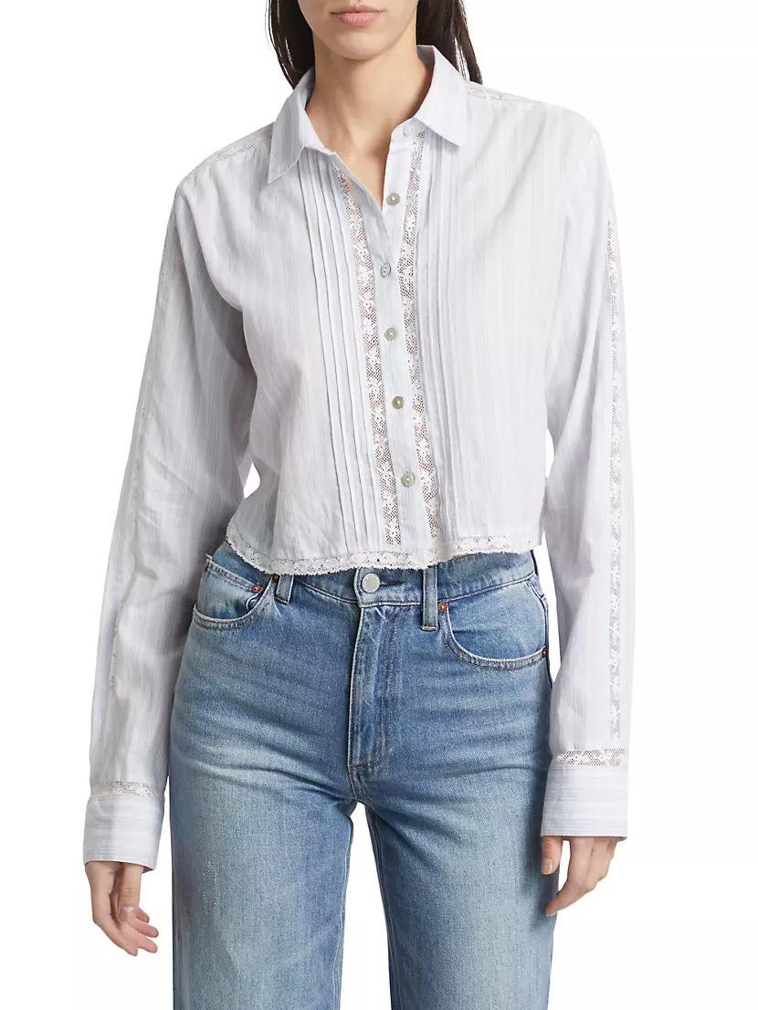 Rosaway Striped Lace Crop Shirt Product Image