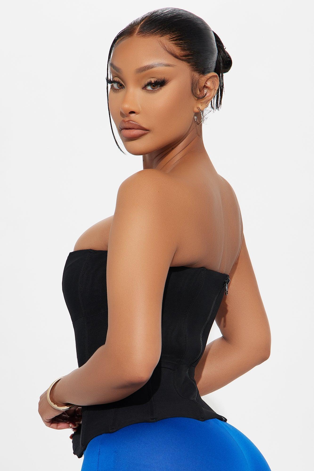 Power Mesh Corset Top - Black Product Image