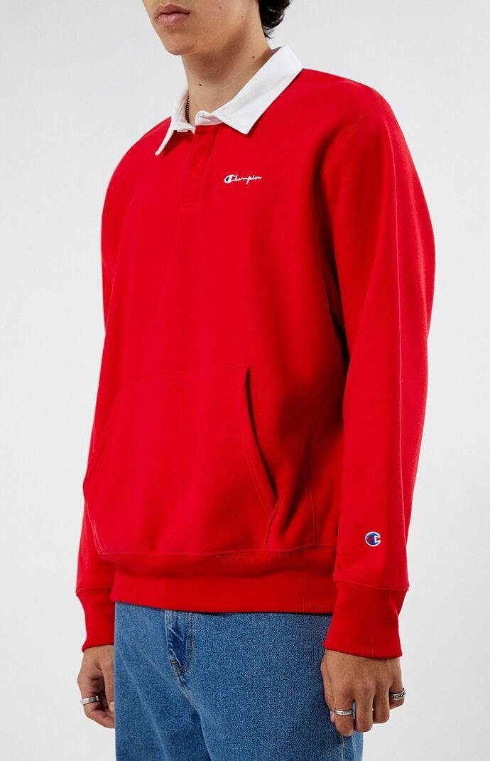 Mens Champion Reverse Weave Rugby Sweatshirt Black M Product Image
