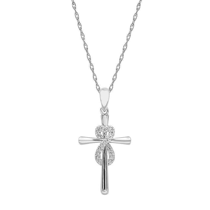 Sterling Silver 1/10 Carat T.W. Diamond Infinity Cross Pendant Necklace, Womens Sterlng Silver Product Image
