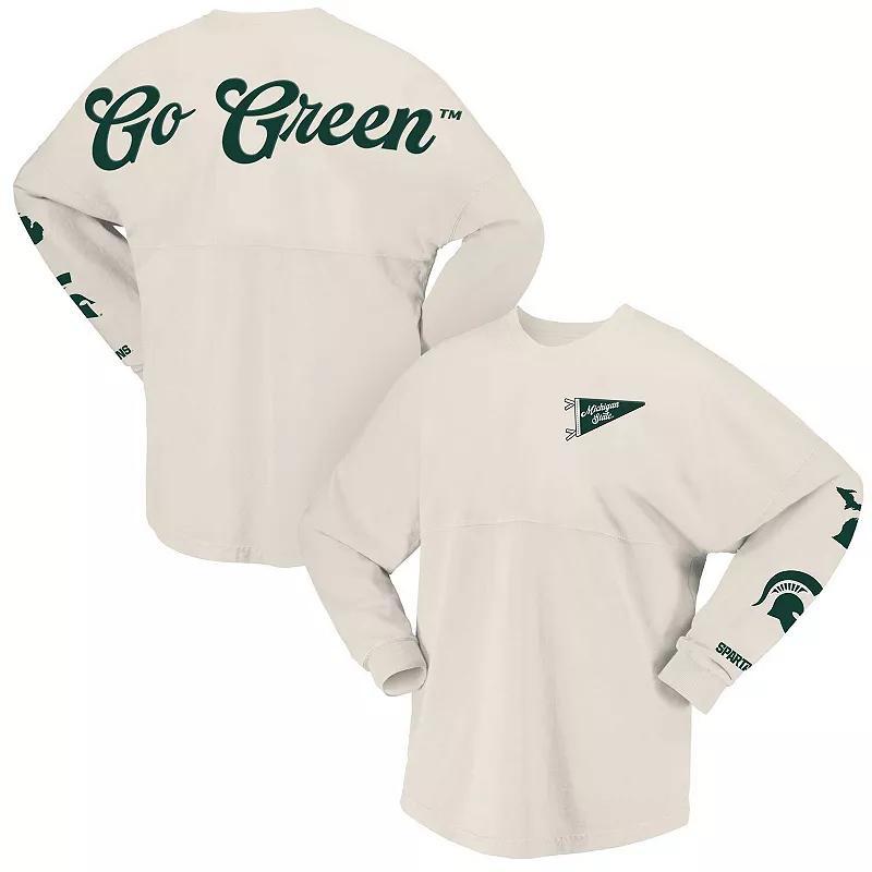 Women's Spirit Jersey Natural Michigan State Spartans Local Long Sleeve T-Shirt, Size: XL, Beige Product Image