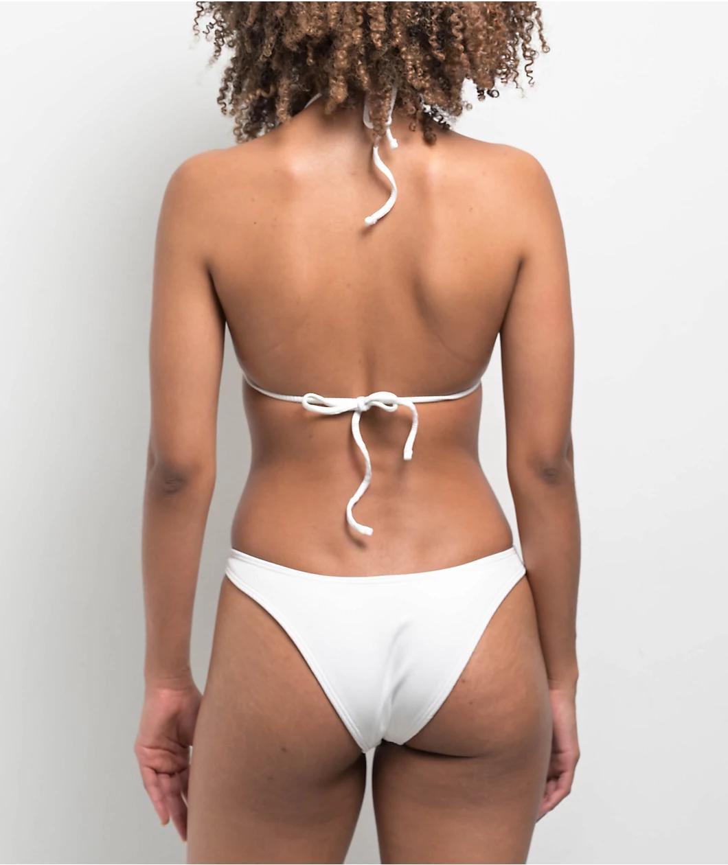 Damsel Chanel Heart Rib White High Leg Bikini Bottom Product Image
