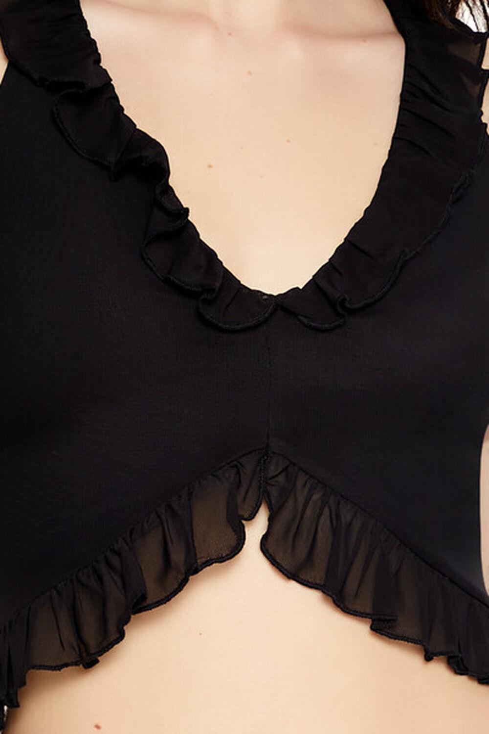Mesh Ruffle-Trim Crop Top | Forever 21 Product Image