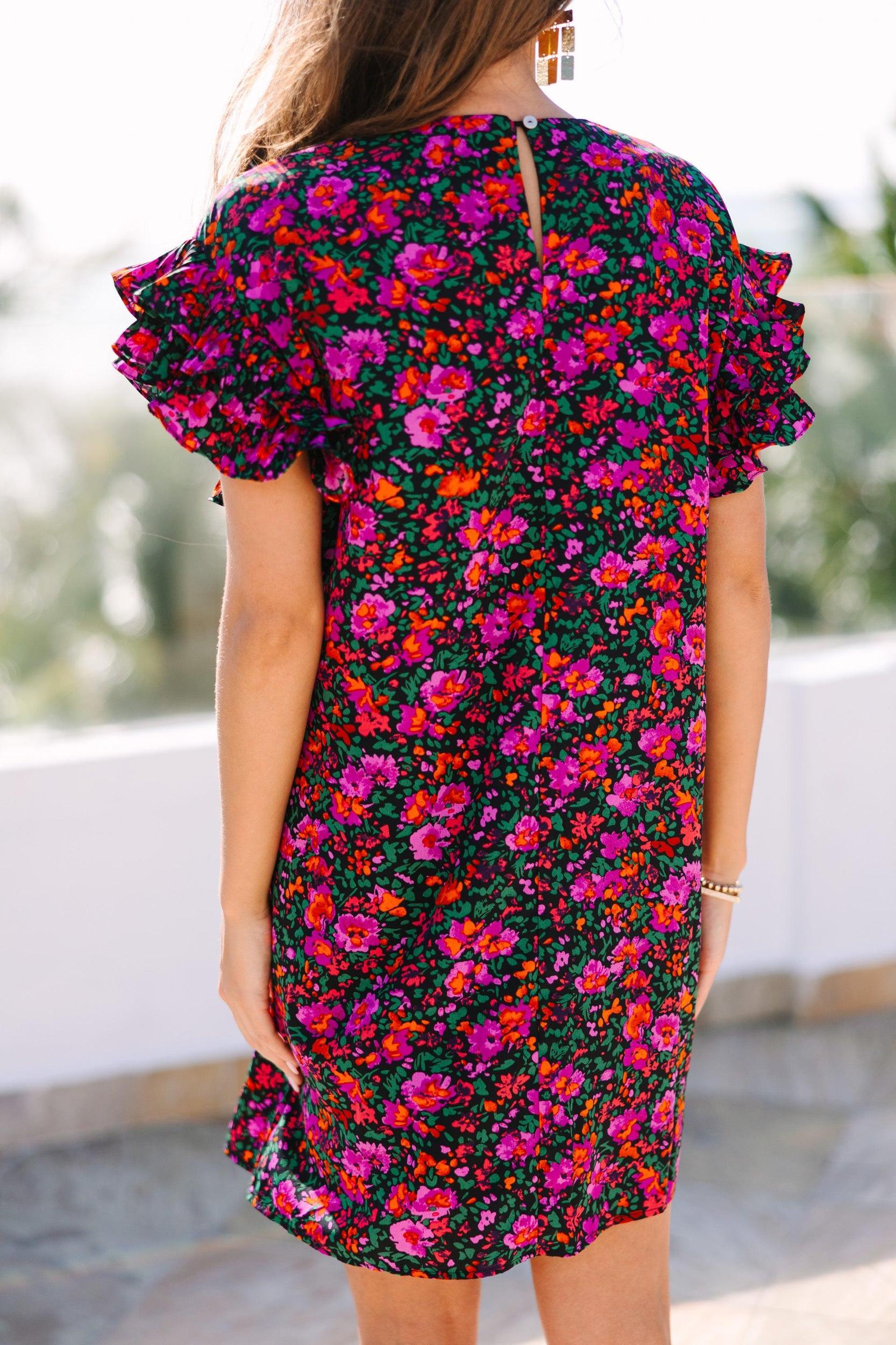What A Vision Black Ditsy Floral Ruffled Dress Female Product Image