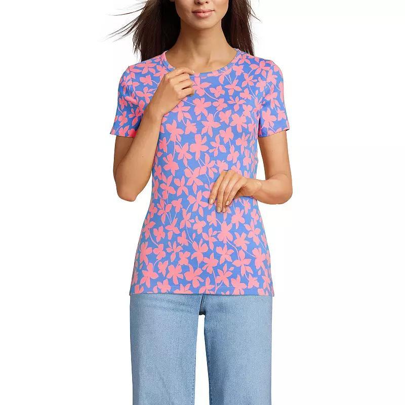 Women's Lands' End All-Cotton Crewneck Tee, Size: Medium, Deep  Blue Stars Product Image
