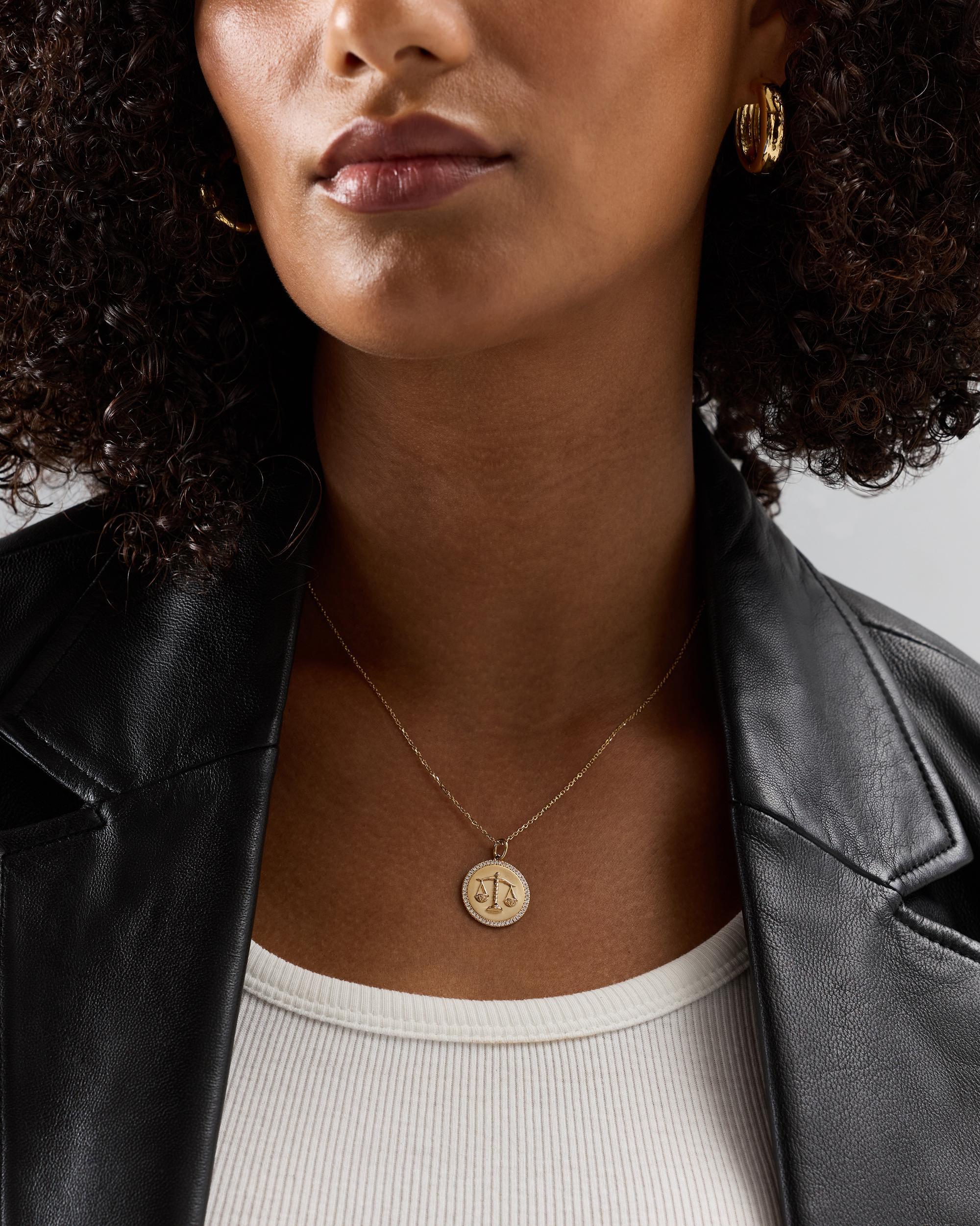 Quince | Women's 14K Gold Pave Zodiac Medallion Necklace Product Image