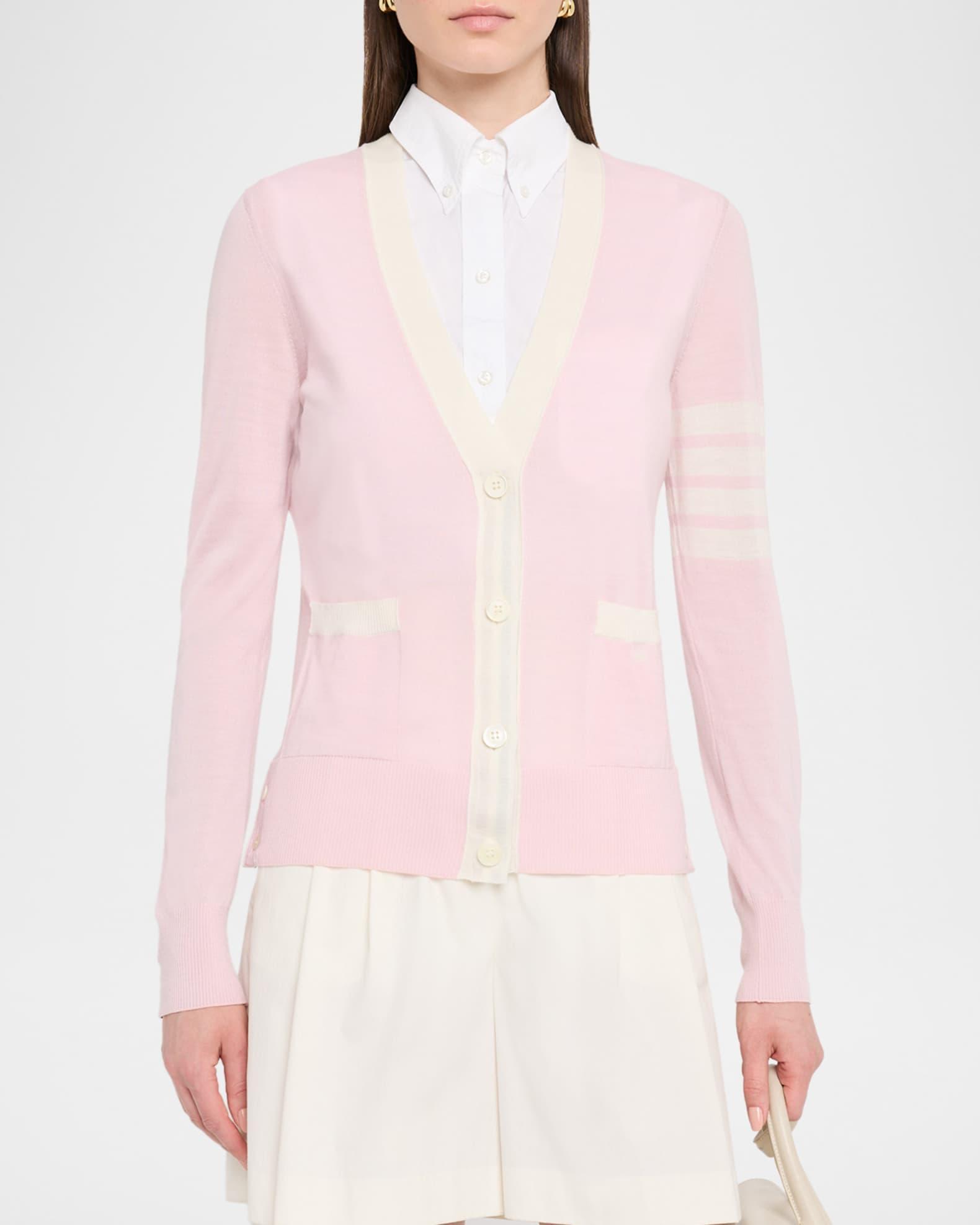 V-Neck 4-Bar Fine Merino Wool Cardigan Product Image