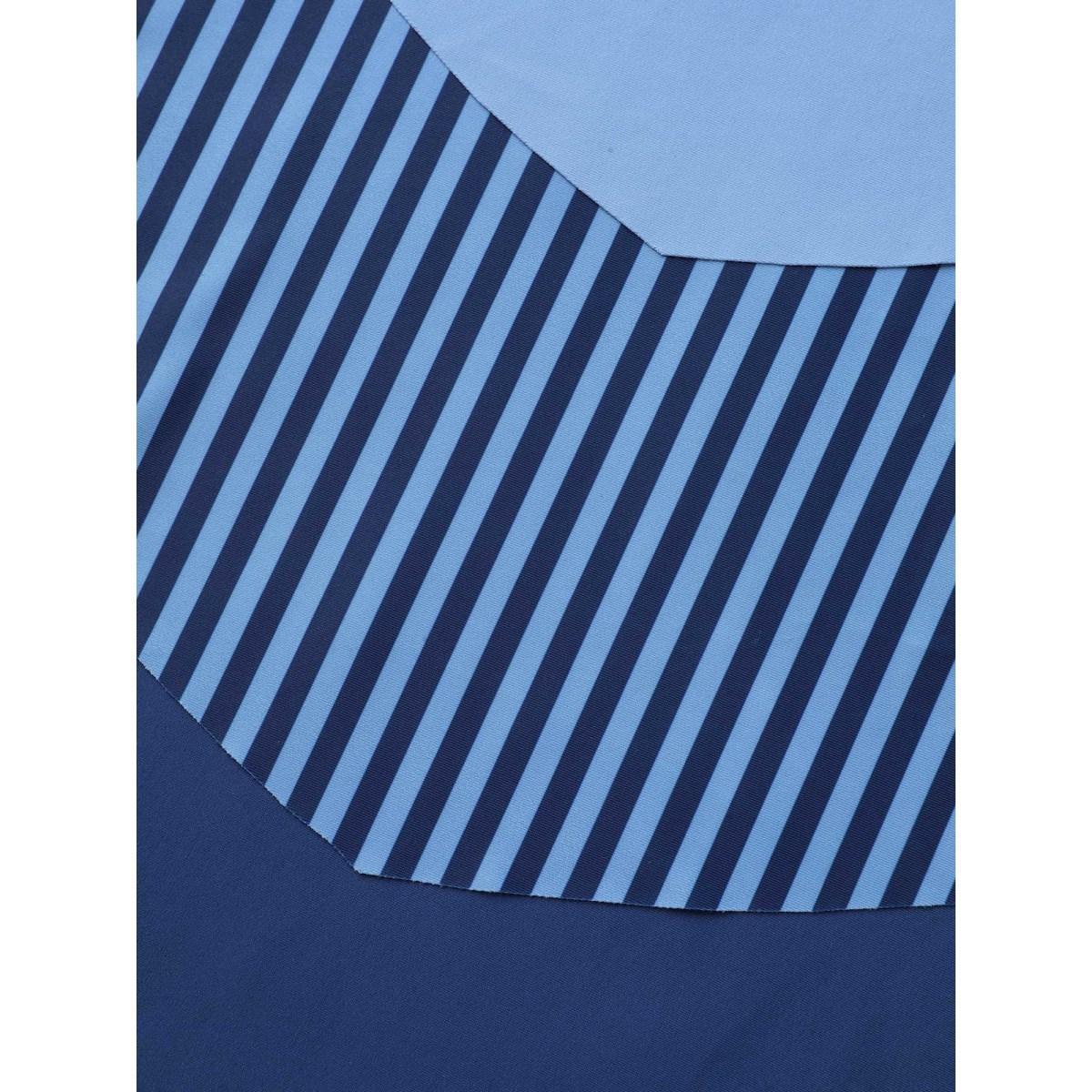 Plus Size Color Block Ruffled Flared Swim Top Women's Swimwear Mediumblue Beach High stretch Bodycon V-neck Curve Swim Tops BloomChic 30/6X Product Image