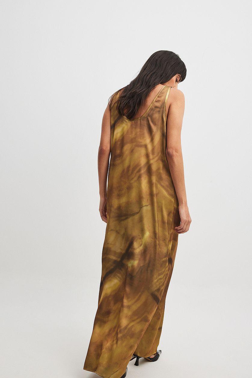 Satin U-Neck Maxi Dress Product Image