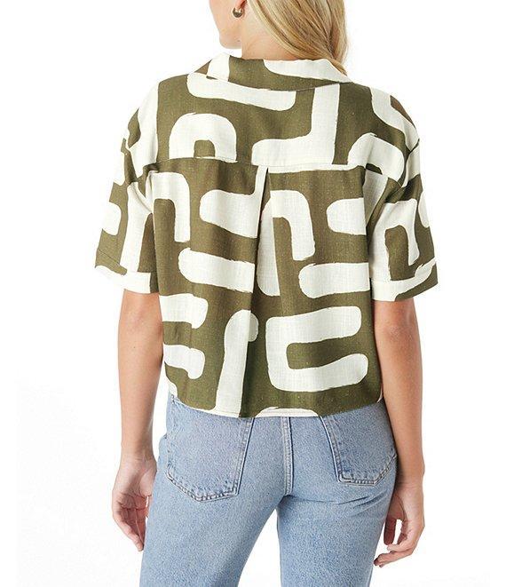 CROSBY by Mollie Burch Ida Linen Blend Abstract Print Oversized Button Front Linen Blend Coordinating Top Product Image