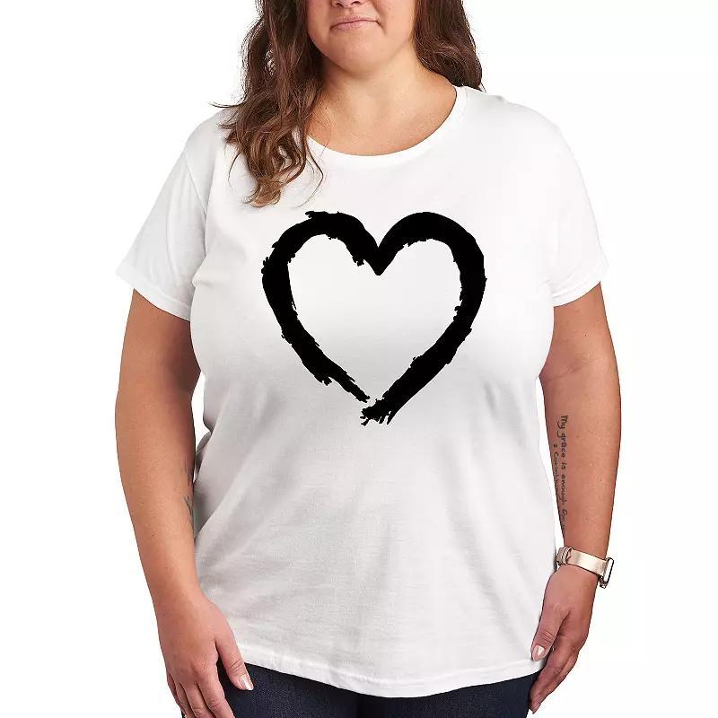 Plus Size Paintbrush Stroke Heart Graphic Tee, Women's, Size: 3XL, White Product Image