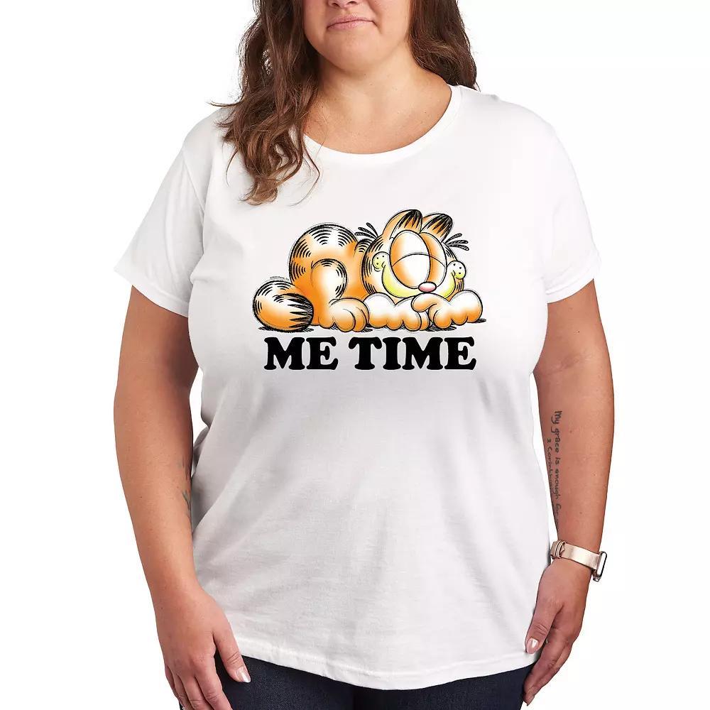 Plus Garfield Me Time Sketch Graphic Tee, Womens Grey Gray Product Image
